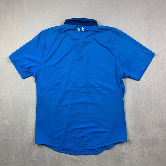 Under Armour Mens Shirt Large Blue Iso-Chill Polo Loose HeatGear Nylon Spandex - Picture 8 of 9